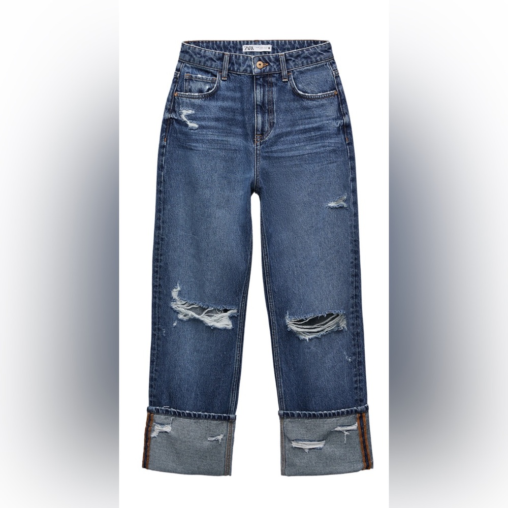Zara Cuffed Jeans, High Waisted